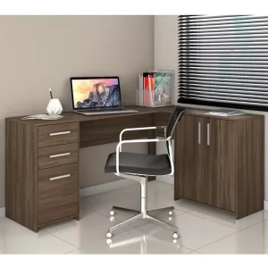Escrivaninha Mesa office NT 2005 MDP de 1230mm x 740mm x 450mm x 1570mm Nogal Trend