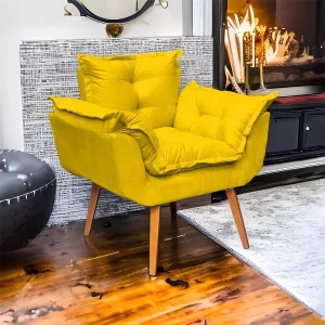 Poltrona Decorativa Amamentação Cadeira Reforçada - Amarelo - Image 2