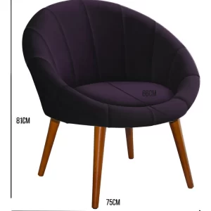 Poltrona Moderna Confortável Sofisticada Luxo - Roxa - Image 3