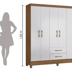 Guarda-roupa casal Essencial Panamá com 6 portas - Natural/Branco - Image 5