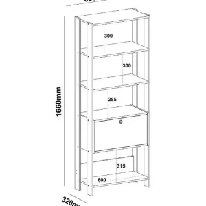 Estante Para Livros Com 4 Prateleiras 1 Porta Basculante - Image 7