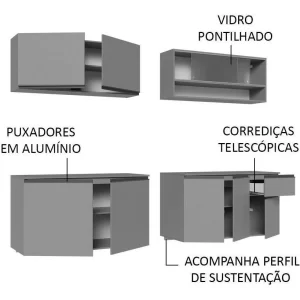 Armário Cozinha Completa Suspenso Cinza Nice - Image 2
