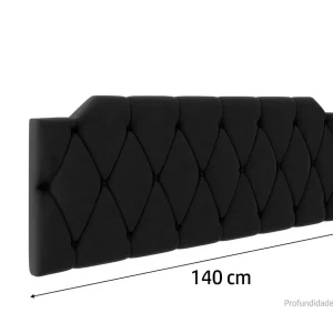 Cabeceira Estofada Kelly P/ Cama Box Suede - Preto - Image 3