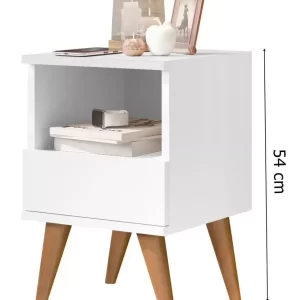 Mesa De Cabeceira Retrô Branco - Image 3
