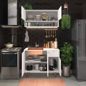 Cozinha Compacta Moderna Completa C/ Armário Aéreo E Balcão - Image 8