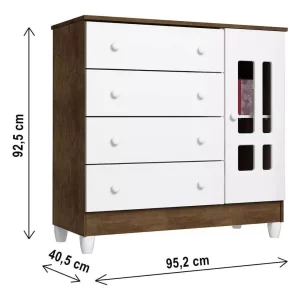 Cômoda Fraldário Ariel Bebê Branco Amadeirado - Image 2