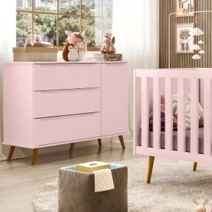 Cômoda Quarto Infantil Melinda Retrô 1 Porta 3 Gavetas - Image 3