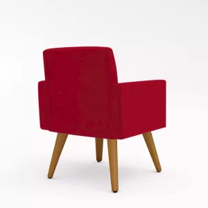 Poltrona Decorativa Cadeira Escritório Recepção Vermelha - Image 4