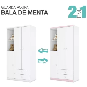 Guarda Roupa De Bebe 3 Portas 2 Gavetas 2 Nichos - Image 4