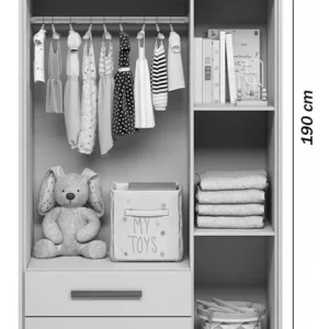 Guarda-roupa De Bebê Encanto 3 Portas 2 Gavetas - Image 3