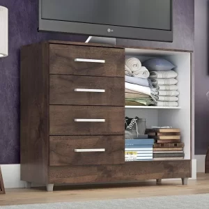 Comoda Gisele 4 Gavs 2 Portas - Chocolate - Image 3