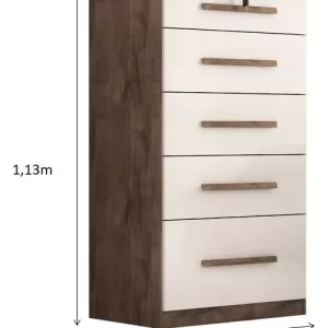 Comoda Lara 5.gav.Chocolate/off White - Image 2