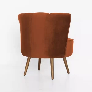 Poltrona Pérola Decorativa Pés Palito Suede Telha - Image 4