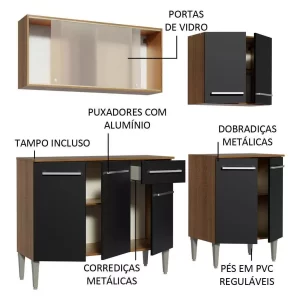 Cozinha Completa Box Balcão E Armário Vidro - Image 3