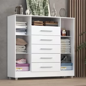 Comoda Isabele 5 Gav 2 Portas - Branco - Image 5