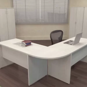 Mesa L Escritório C/ 2 Gavetas 1.80m X1.40m - Branca - Image 1