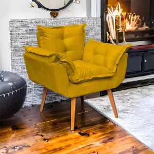Poltrona Decorativa Amamentação Cadeira Reforçada - Mostarda - Image 2