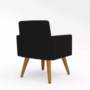 Poltrona Decorativa Cadeira Escritório Recepção Preto - Image 4