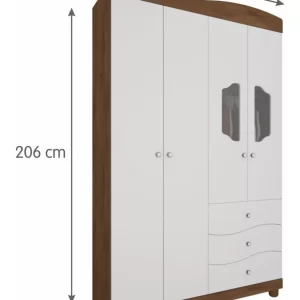 Guarda Roupa De Bebê 4 Portas E 3 Gavetas Soninho - Image 3