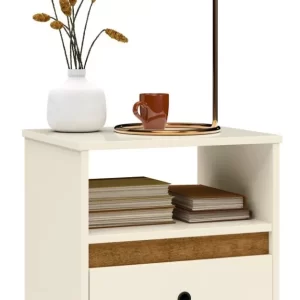 Mesa De Cabeceira Mudo Box Retro Off White/Freijó - Image 1