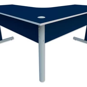 Mesa Delta Em L Escritório Estação De Trabalho 1,50x1,50 - Azul/Cristal - Image 1