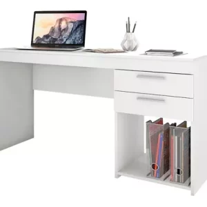 Escrivaninha Mesa office 2 gavetas mdp de 1210mm x 760mm x 410mm branco - Image 1