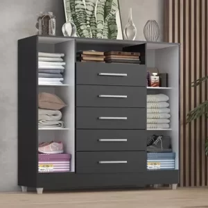 Comoda Isabele 5 Gav 2 Portas - Onix - Image 4
