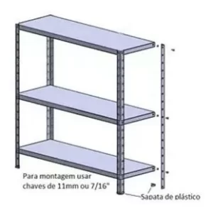 Estante Aço Multi-uso 25cm 3 Prateleiras Preto - Image 2