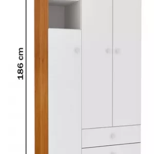 Guarda-roupa De Bebê Amore 3 Portas 2 Gavetas Cinamomo/neve - Image 3