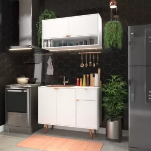 Cozinha Compacta Moderna Completa C/ Armário Aéreo E Balcão - Image 6
