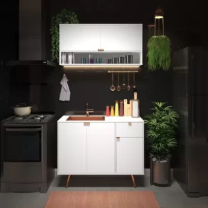 Cozinha Compacta Moderna Completa C/ Armário Aéreo E Balcão - Image 5