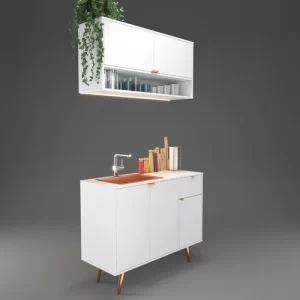 Cozinha Compacta Moderna Completa C/ Armário Aéreo E Balcão - Image 3