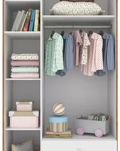 Guarda-roupa De Bebê Amore 3 Portas 2 Gavetas Cinamomo/neve - Image 2