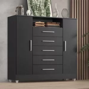 Comoda Isabele 5 Gav 2 Portas - Onix - Image 2