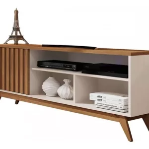 Rack Para Tv Até 55 Polegadas Malbec Wood Retrô 1 Porta Cor Bege - Image 2