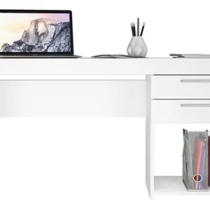 Escrivaninha Mesa office 2 gavetas mdp de 1210mm x 760mm x 410mm branco - Image 2
