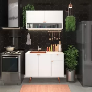 Cozinha Compacta Moderna Completa C/ Armário Aéreo E Balcão