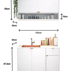 Cozinha Compacta Moderna Completa C/ Armário Aéreo E Balcão - Image 4