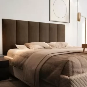 Painel Cabeceira Cama Casal Box Estofada - Marrom Suede - Image 1
