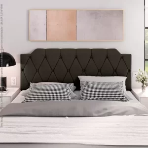 Cabeceira Estofada Kelly P/ Cama Box Suede - Marrom - Image 2