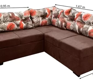 Sofá De Canto 5 Lugares Renaut Suede Marrom / Palmeira - Image 2