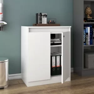 Armário Para Escritório Baixo 2 Portas Com Chave-Branco - Image 5