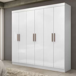 Guarda-Roupa Casal 6 Portas 2 Gavetas Paris - Branco