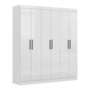 Guarda-Roupa Casal 6 Portas 2 Gavetas Paris - Branco - Image 2