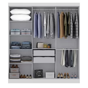 Guarda-Roupa Casal 6 Portas 2 Gavetas Paris - Branco - Image 4
