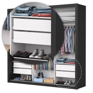 Guarda-Roupa Casal 3 Portas com Espelho Max Plus Preto - Image 3