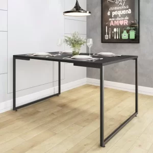 Conjunto Mesa de Jantar Industrial com 4 Cadeiras Base Madeira Eames Espresso Móveis Preto - Image 3