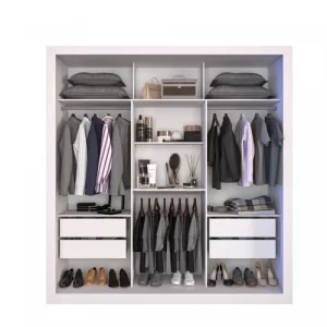 Guarda-Roupa Casal 3 Portas com Espelho Central e 4 Gavetas Costa Rica - Branco - Image 3