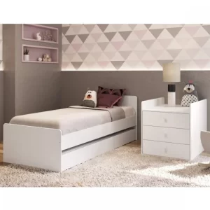 Berço Cama Multifuncional com Cama Auxiliar 3 Gavetas Completa Móveis Branco - Image 2