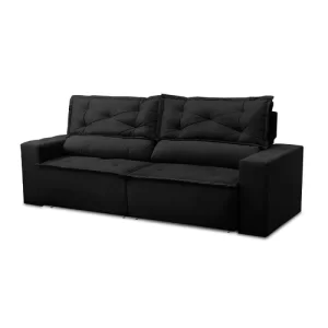 Sofá Retrátil e Reclinável 2 lugares com Molas 1,50m Livia Suede Preto - Image 4